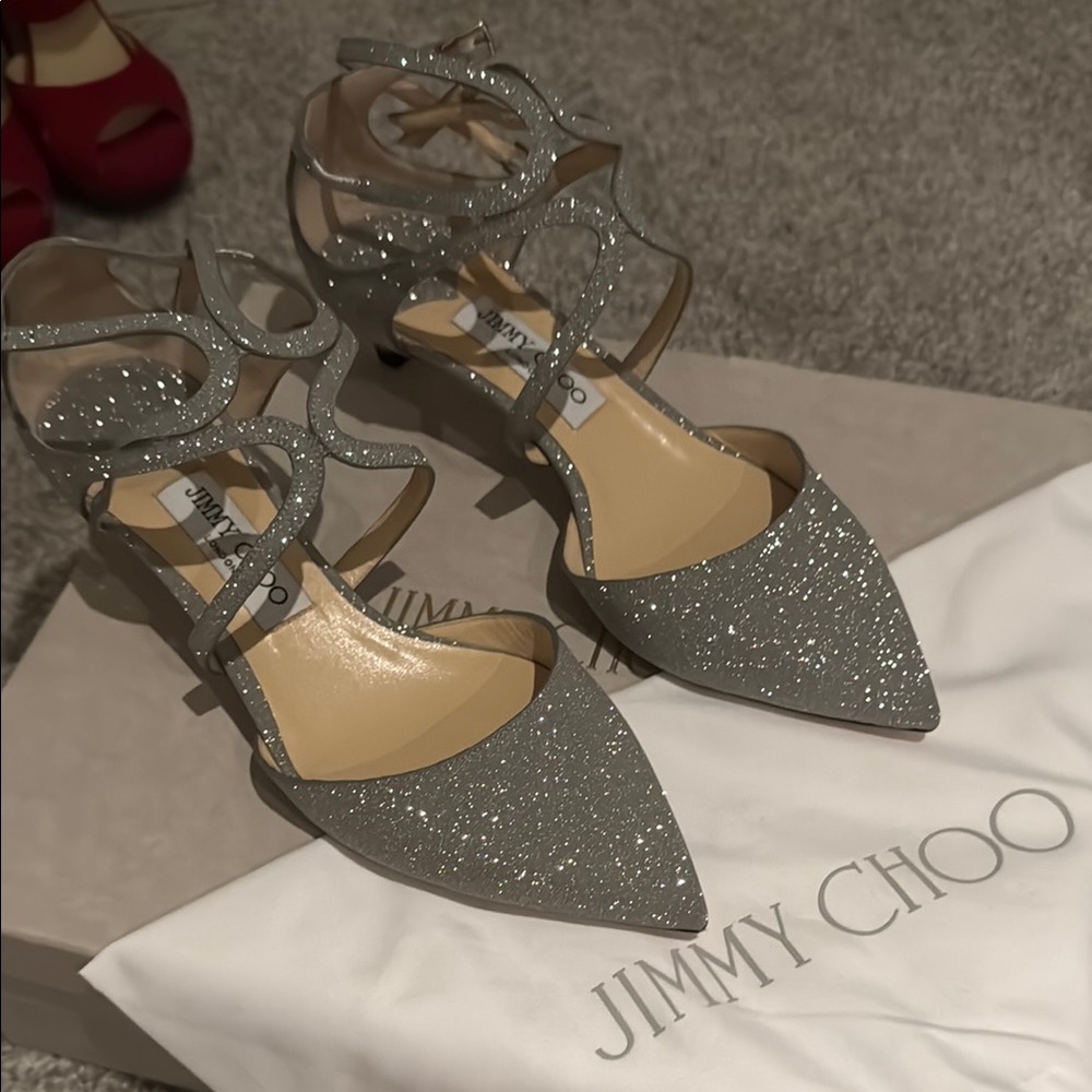Jimmy Choo Glittering Silver Heels
